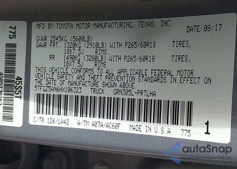 2017 Toyota Tacoma Limited z USA, uszkodzony, nr VIN 5TFGZ5AN6HX106323